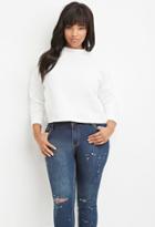 Forever21 Plus Women's  Ivory Plus Size Raw-cut Pullover