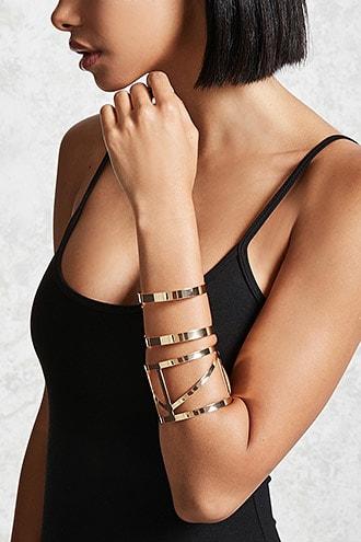 Forever21 Geo Cutout Cuff Bracelet Set