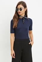 Forever21 Women's  Ribbed Mock Neck Top (navy)