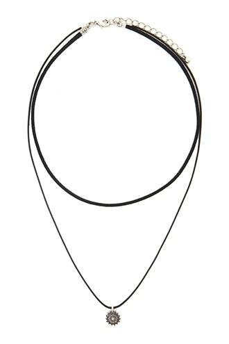 Forever21 B.silver & Black Layered Medallion Choker
