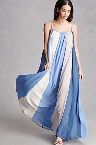 Forever21 Line And Dot Striped Maxi Dress