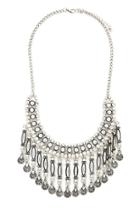 Forever21 B.silver & Clear Curved Bar Statement Necklace