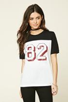 Forever21 Women's  82 Graphic Colorblock Tee