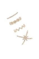 Forever21 Gold & Clear Rhinestone Crisscross Ring Set