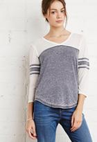 Forever21 Striped-sleeve Burnout Top