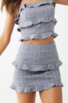 Forever21 Grid Print Ruffle-trim Skirt