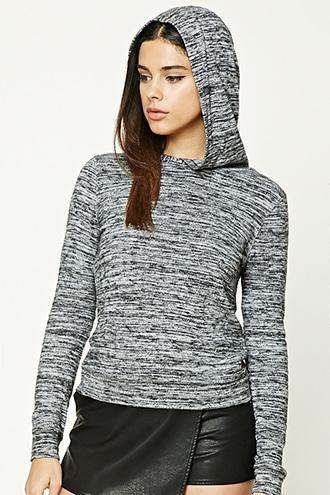 Forever21 Marled Fleece Hooded Top