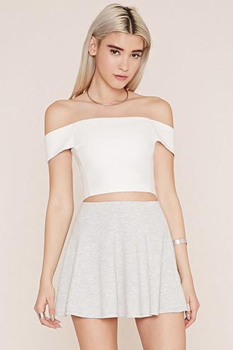 Forever21 Women's  Light Heather Grey Mini Skater Skirt