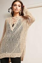 Forever21 Open-knit Lace-up Tunic