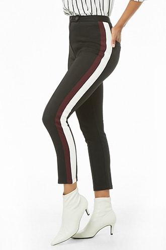 Forever21 Striped-trim High-waist Trousers