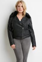 Forever21 Plus Faux Fur-collared Moto Jacket