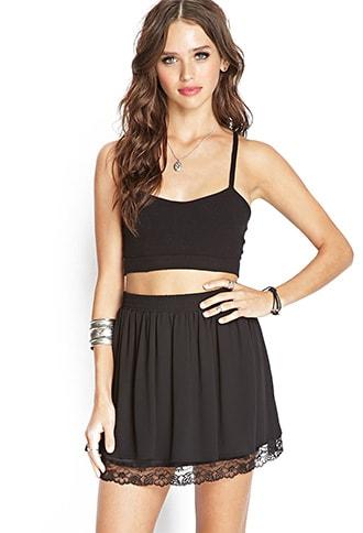 Forever21 Lace Trim Chiffon Skirt