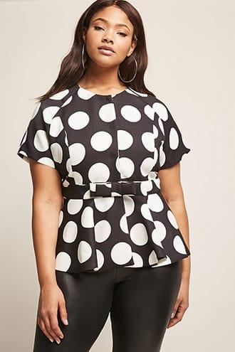 Forever21 Eta Plus Size Polka Dot Peplum Jacket