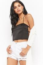 Forever21 Motel Tie-back Satin Cropped Cami
