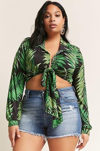 Forever21 Plus Size Frayed High-rise Denim Shorts