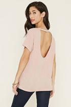 Forever21 Women's  Dusty Pink Cutout-back Tee