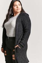 Forever21 Plus Size Marled Open-front Hooded Cardigan