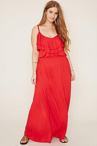 Forever21 Plus Women's  Plus Size Ruffled Maxi Dress