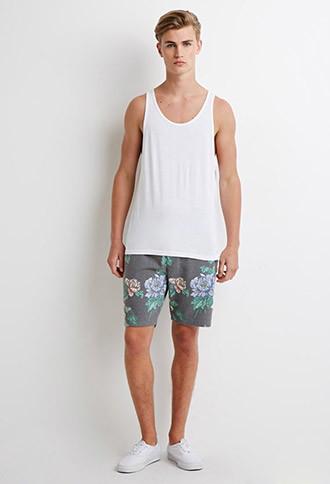 21 Men Rose Print Sweatshorts