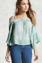 Forever21 Floral Print Open-shoulder Top