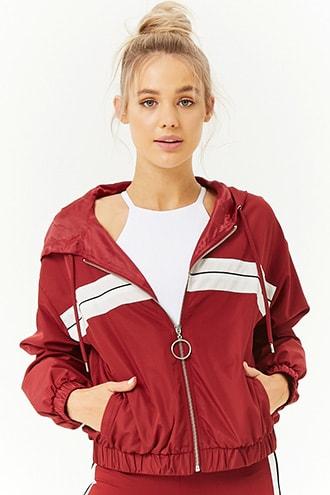 Forever21 Active Striped-panel Windbreaker