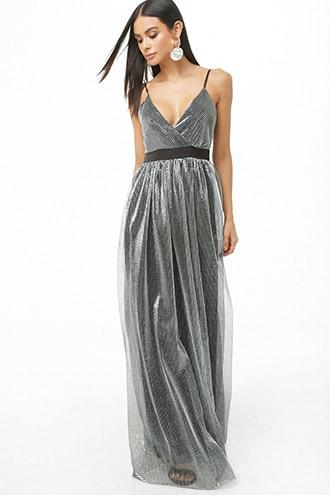 Forever21 Metallic Surplice Maxi Dress