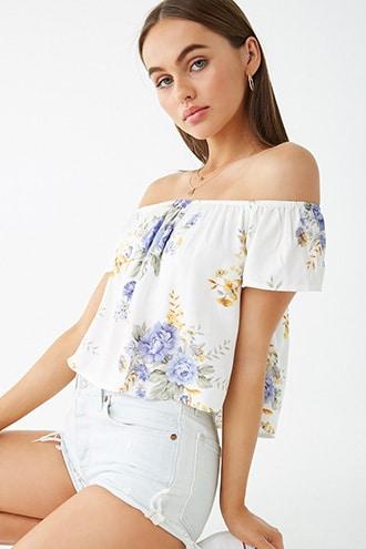 Forever21 Billowy Floral Off-the-shoulder Top
