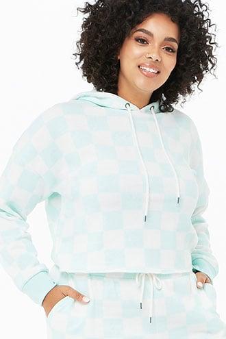 Forever21 Plus Size Checkered Print Hoodie