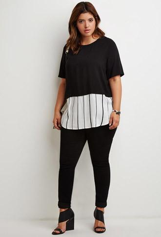 Forever21 Plus Striped Combo Top