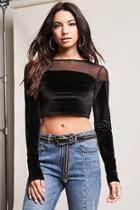 Forever21 Velvet And Mesh Crop Top