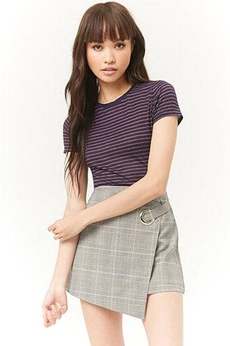 Forever21 Glen Plaid Faux-wrap Skirt