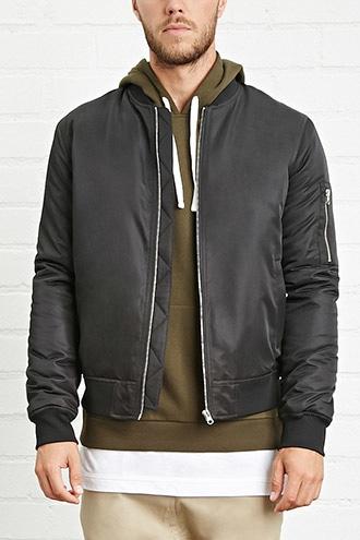 21 Men Men's  Contrast-trim Bomber Jacket