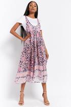 Forever21 London Rose Floral Combo Pinafore Dress