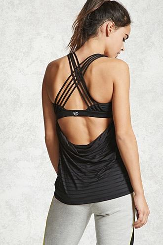 Forever21 Active Twofer Mesh-striped Top