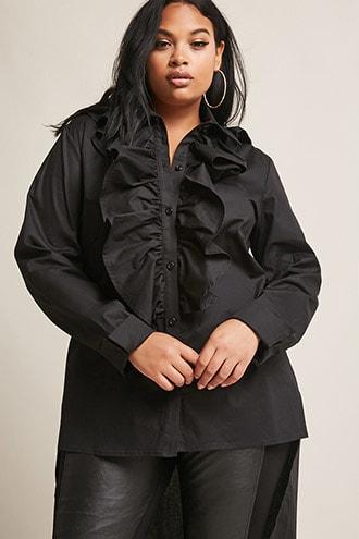 Forever21 Plus Size High-low Poplin Shirt
