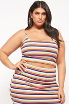 Forever21 Plus Size Ribbed Multicolor Striped Cropped Cami