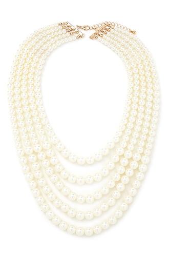 Forever21 Cream Faux Pearl Layered Necklace