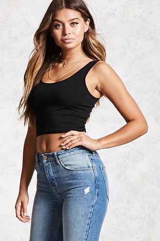 Forever21 Scoop Neck Cropped Tank Top