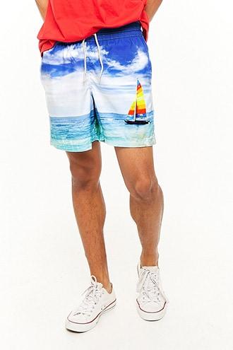Forever21 Le Club Original Graphic Swim Trunks