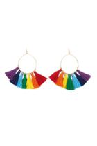 Forever21 Multicolor Tassel Hoop Drop Earrings