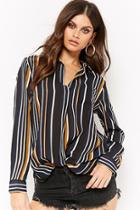 Forever21 Sheer Chiffon Multicolor Striped Top