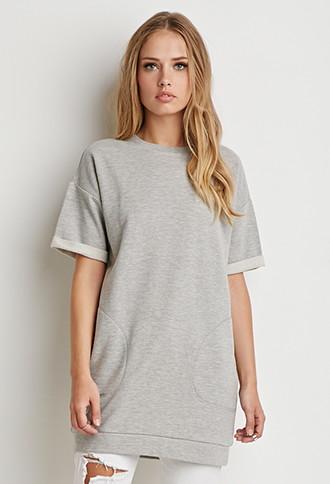 Forever21 Cuffed-sleeve Heathered Dress