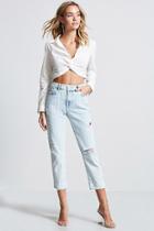Forever21 Distressed Stripe Cropped Jeans