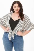 Forever21 Plus Size Striped Crepe Tie-front Top