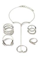 Forever21 Rhinestoned Hand Chain Set (silver/clear)