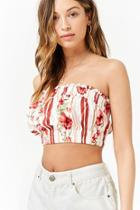 Forever21 Floral Striped Cropped Tube Top