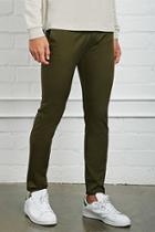 21 Men Men's  Olive Slim Fit Cotton-blend Pants