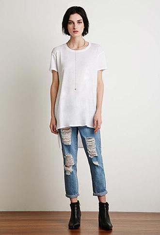 Forever21 Longline Cutout-back Tee