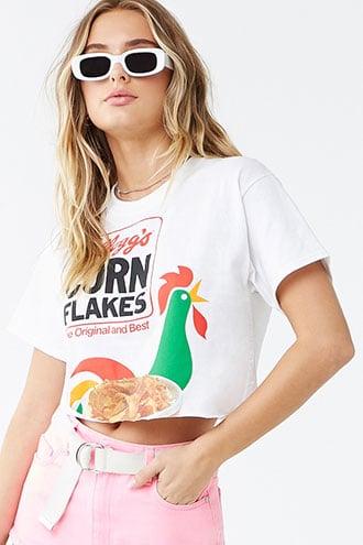 Forever21 Corn Flakes Cropped Graphic Tee