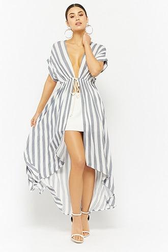 Forever21 Striped High-low Duster Cardigan